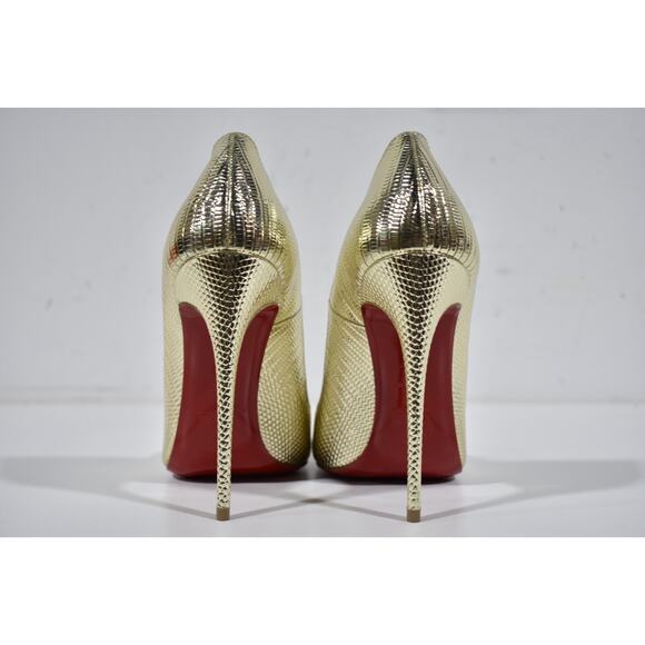 Christian Louboutin So Kate 120 Gold Lizard Lizzy Pointy Stiletto Heel Pump 37.5 - Picture 11 of 12